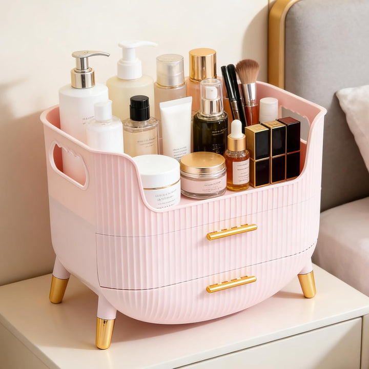 FARYODI Kosmetik Make-up-Organizer mit 2 Schubladen, Rutschfester Schminktisch-Organizer, Hautpflege