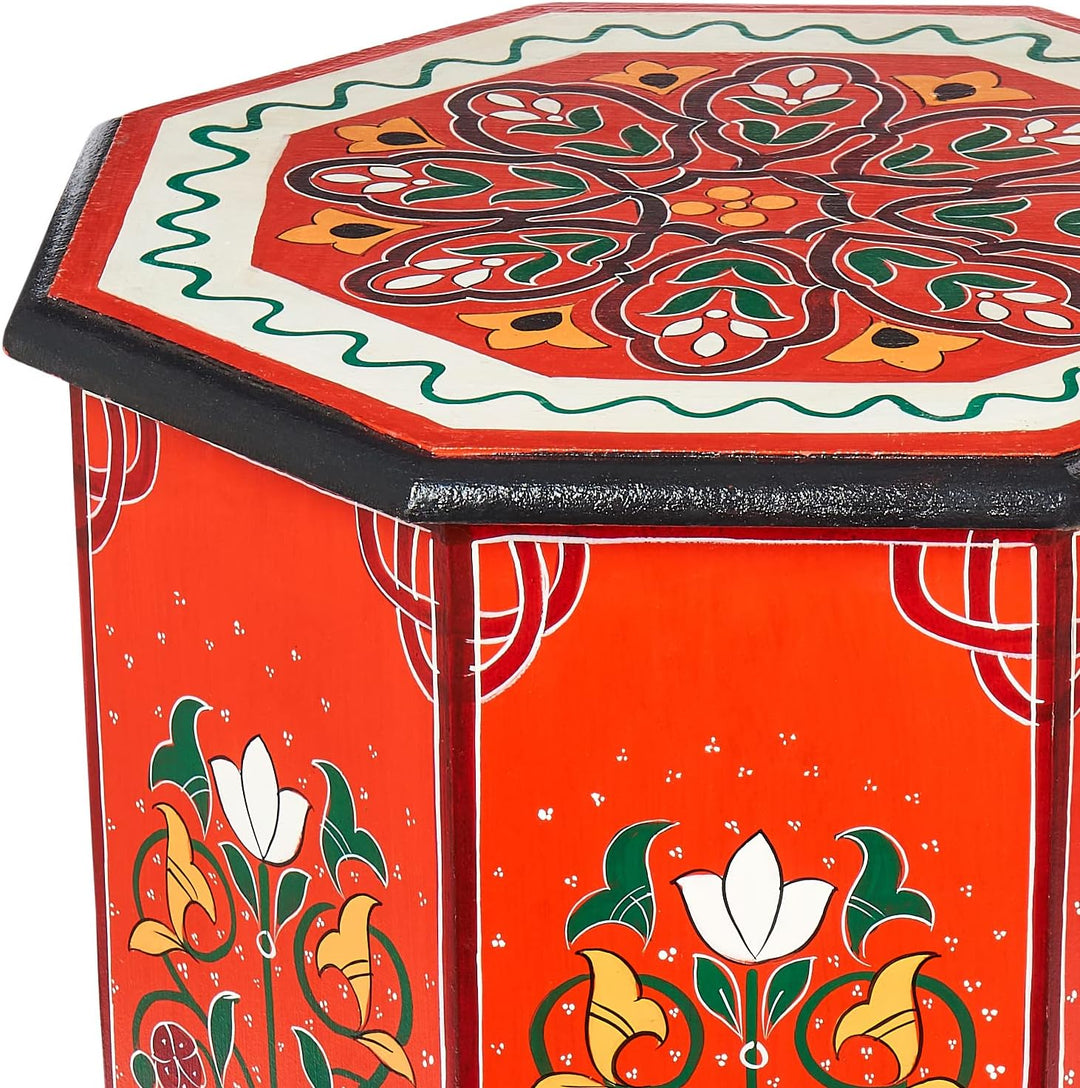 MARRAKESCH Beistelltisch Nachttisch aus Holz 50cm gross Tisch Hocker Gargar Rot als Orientalische De