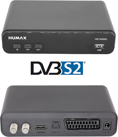 HUMAX HD Nano Digitaler HD Satelliten Receiver mit vorinstallierter Senderliste inkl. HDMI Kabel und
