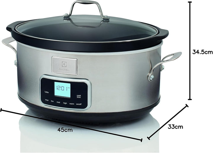 Electrolux ESC7400 Slow Cooker - Slow Cooker aus Edelstahl mit 6 vordefinierten Programmen, 235 W, 6