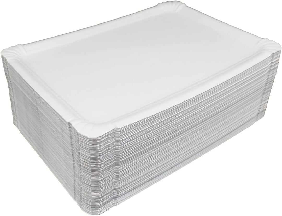 BAMI Pappteller | Einwegteller | eckig, weiss, 24x34 cm | 250 Stück, 24x34 cm