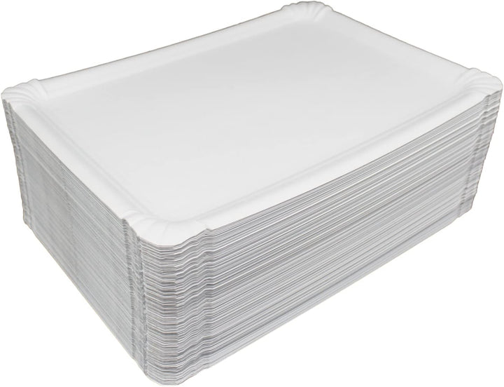 BAMI Pappteller | Einwegteller | eckig, weiss, 24x34 cm | 250 Stück, 24x34 cm