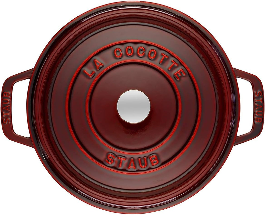STAUB Gusseisen Bräter/Cocotte, Rund 24 cm, 3,8 L, Aromaregen Funktion, Für alle Herdarten geeignet,