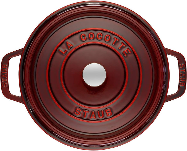 STAUB Gusseisen Bräter/Cocotte, Rund 24 cm, 3,8 L, Aromaregen Funktion, Für alle Herdarten geeignet,