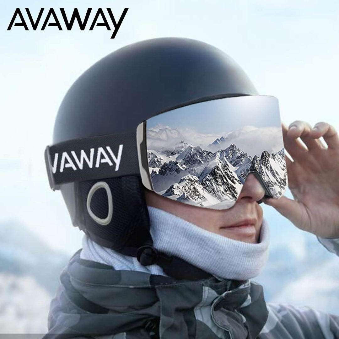 AVAWAY Skibrille Snowboard Brille für Brillenträger Herren Damen Erwachsene Magnet-Wechselsystem OTG