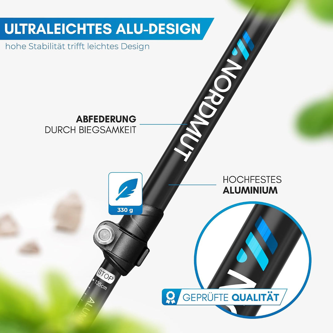 NORDMUT® Wanderstöcke Teleskop | Nordic Walking Stöcke Damen und Herren | Ultraleichte Trekkingstöck