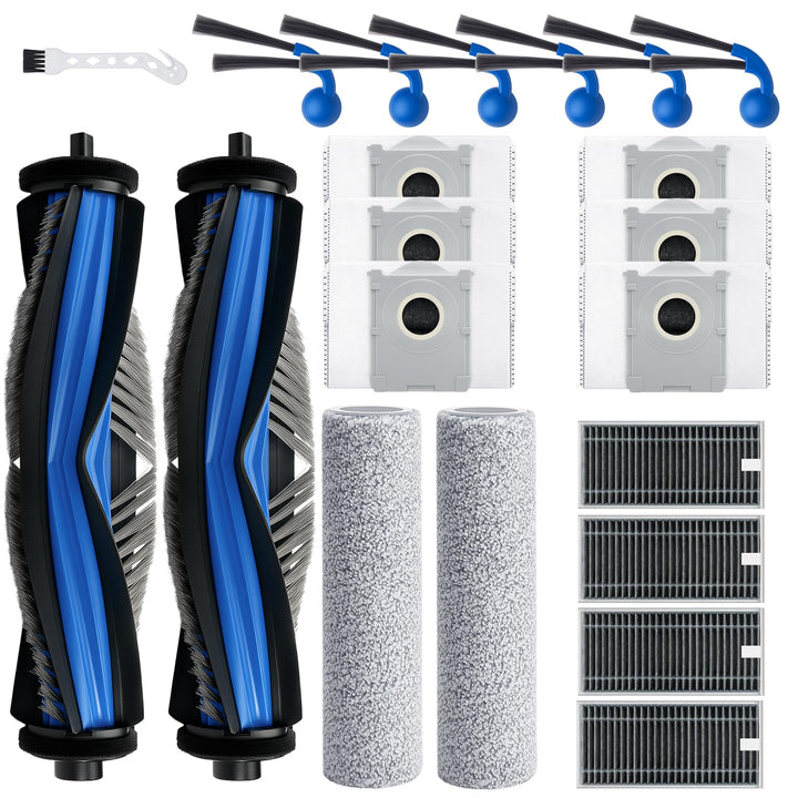 21 Stück Zubehörset Kompatibel für ECOVACS DEEBOT T80 OMNI Saugroboter, 2 Gummi-Hauptbürste, 4 Filte