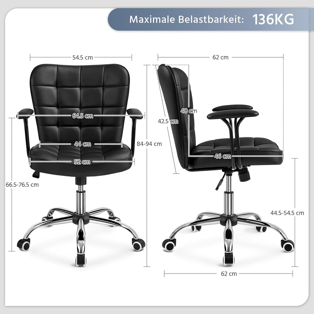 Yaheetech Bürostuhl Ergonomischer Schreibtischstuhl Bürosessel Arbeitsstuhl, Drehstuhl mit Weichen A