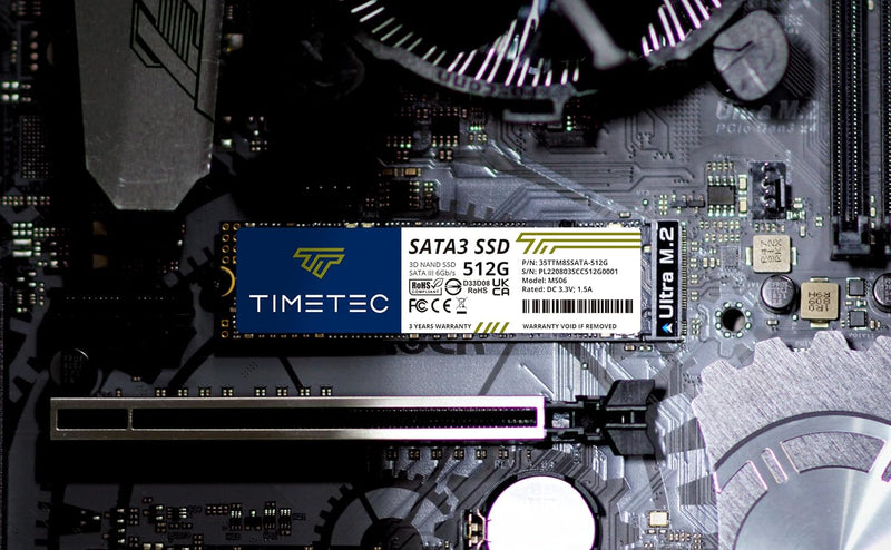 Timetec SSD 3D NAND TLC SATA III 6Gb/s M.2 2280 NGFF 64TBW Read Speed Up to 500MB/s SLC Cache Perfor