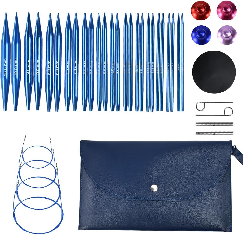 Fuhesgu 13 Paare Rundstricknadel Set Stricknadeln Austauschbar Metall Auswechselbare Rundstricknadel
