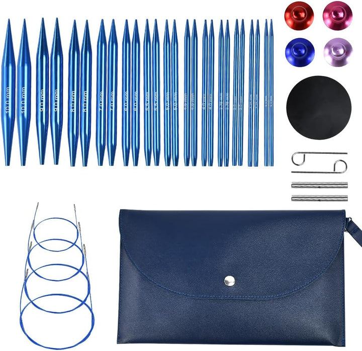 Fuhesgu 13 Paare Rundstricknadel Set Stricknadeln Austauschbar Metall Auswechselbare Rundstricknadel