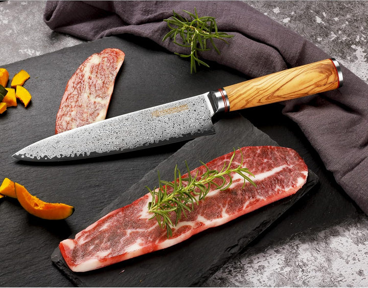 YOUSUNLONG Kochmesser 20,32cm schärfstes Küchenmesser - Japanischer gehämmerter Damaststahl - italie
