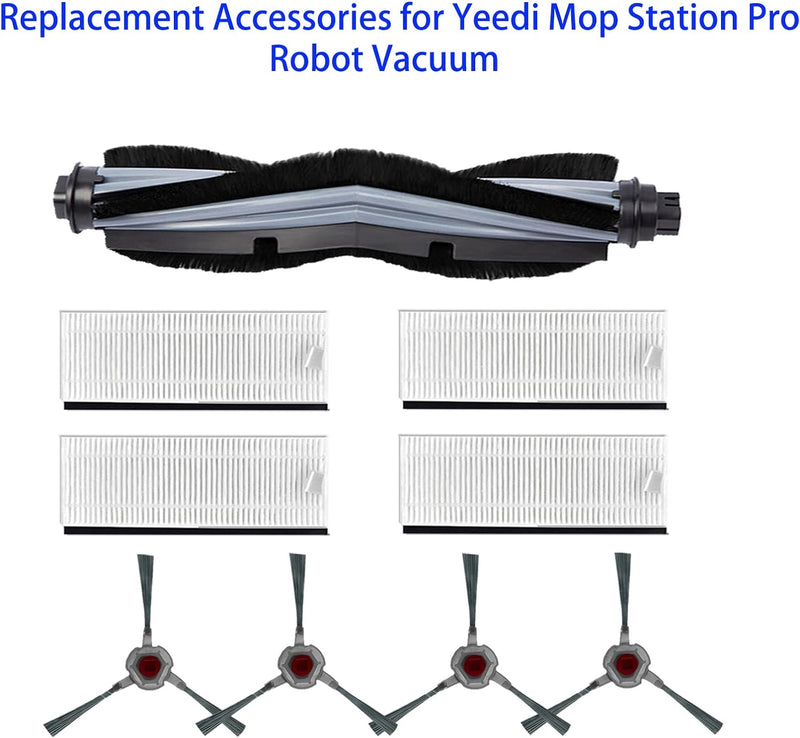 ZYBULSHJT Ersatzteilset für Yeedi Mop Station 2-in-1 Wischroboter Zubehör Enthält 1 Rollenbürste 4 S