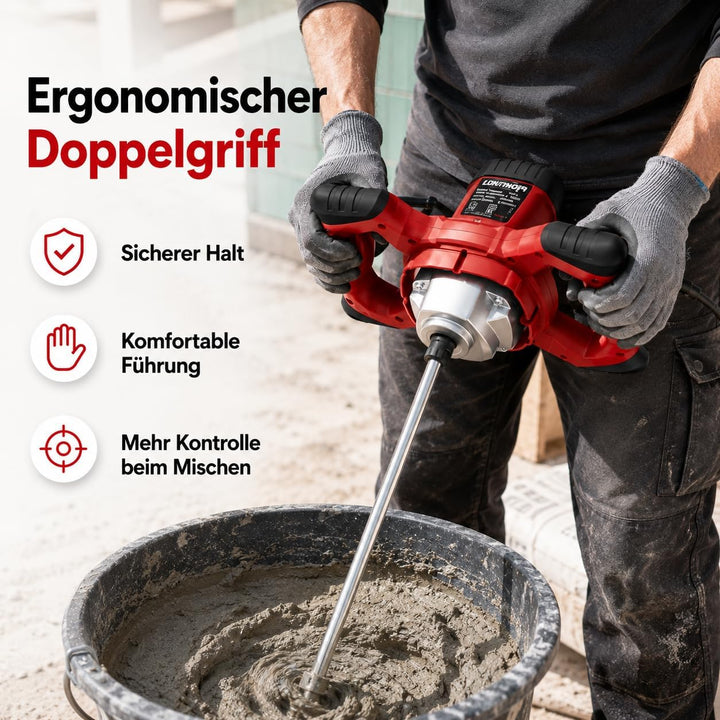 LDHTHOPI Mörtelrührer,2200W Rührwerk mit 6-Gang-Getriebe, Soft-Start-Funktion,max.800 U/min,M14 Schn