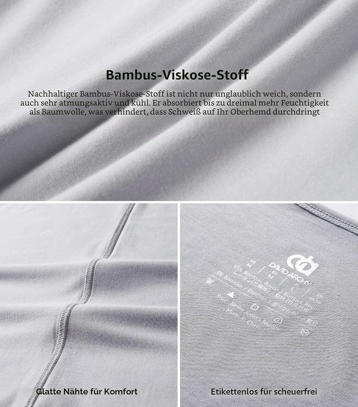 DAVID ARCHY Herren Unterhemden Tshirt Tanktop Business Lässig Bambusfaser Weich Seidig Kurzarm Ärmel