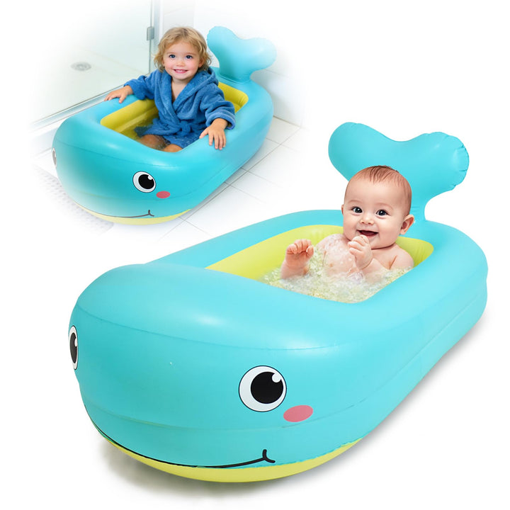 Aufblasbare Baby-Badewanne im Wal mit Rückenstütze und Tier-Design, geräumige, tragbare faltbare Bad
