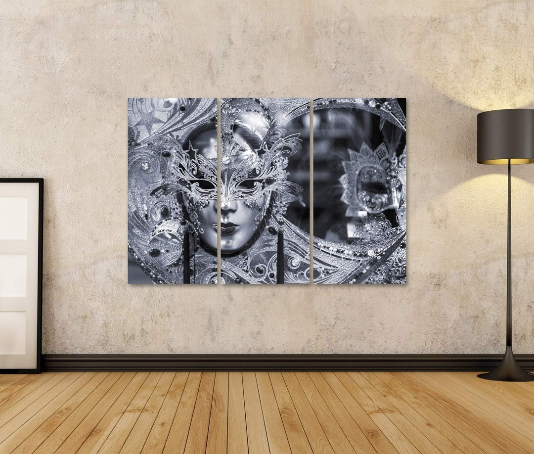 islandburner Bild auf Leinwand Schwarzes Und Weisses Bild Der Traditionellen Karnevalsmaske In Vened