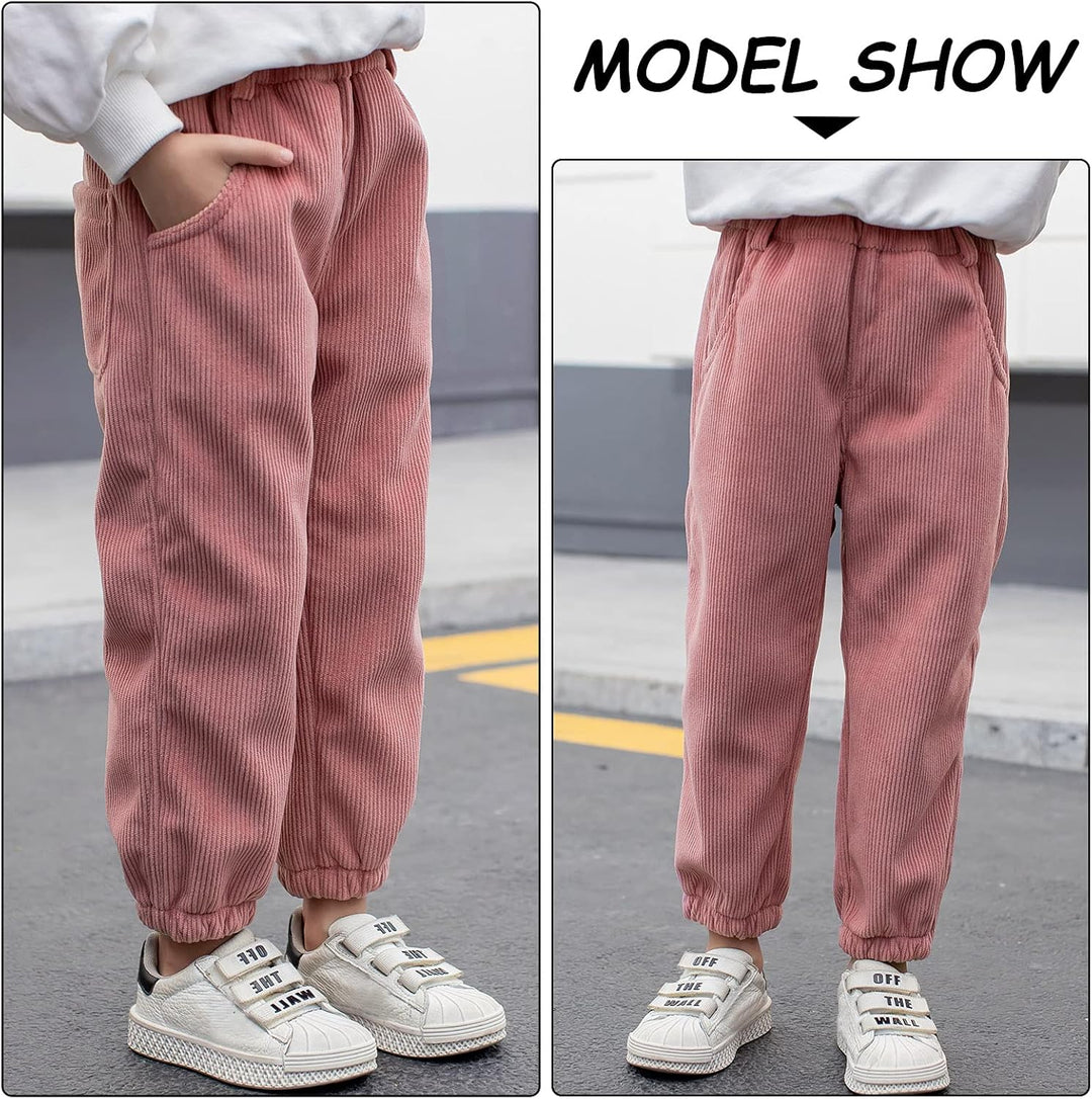 Happy Cherry- Jungen Mädchen Cordhose Lange Hose mit Elastischem Bund Kinder Jogginghose mit Taschen