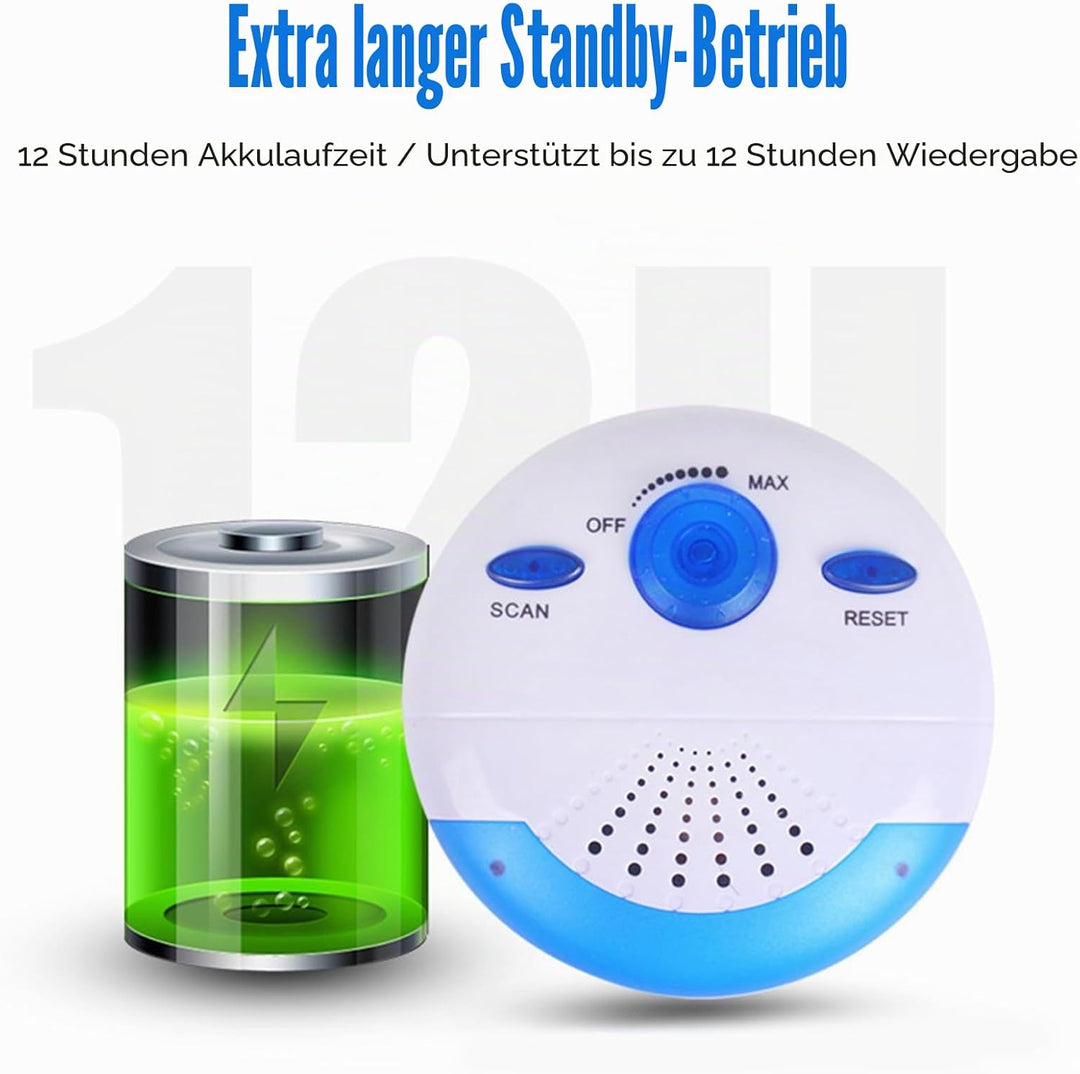 Wasserdichter IPX7 Lautsprecher, Tragbarer Duschlautsprecher mit 360°-Surround Sound, Duschradio Lau