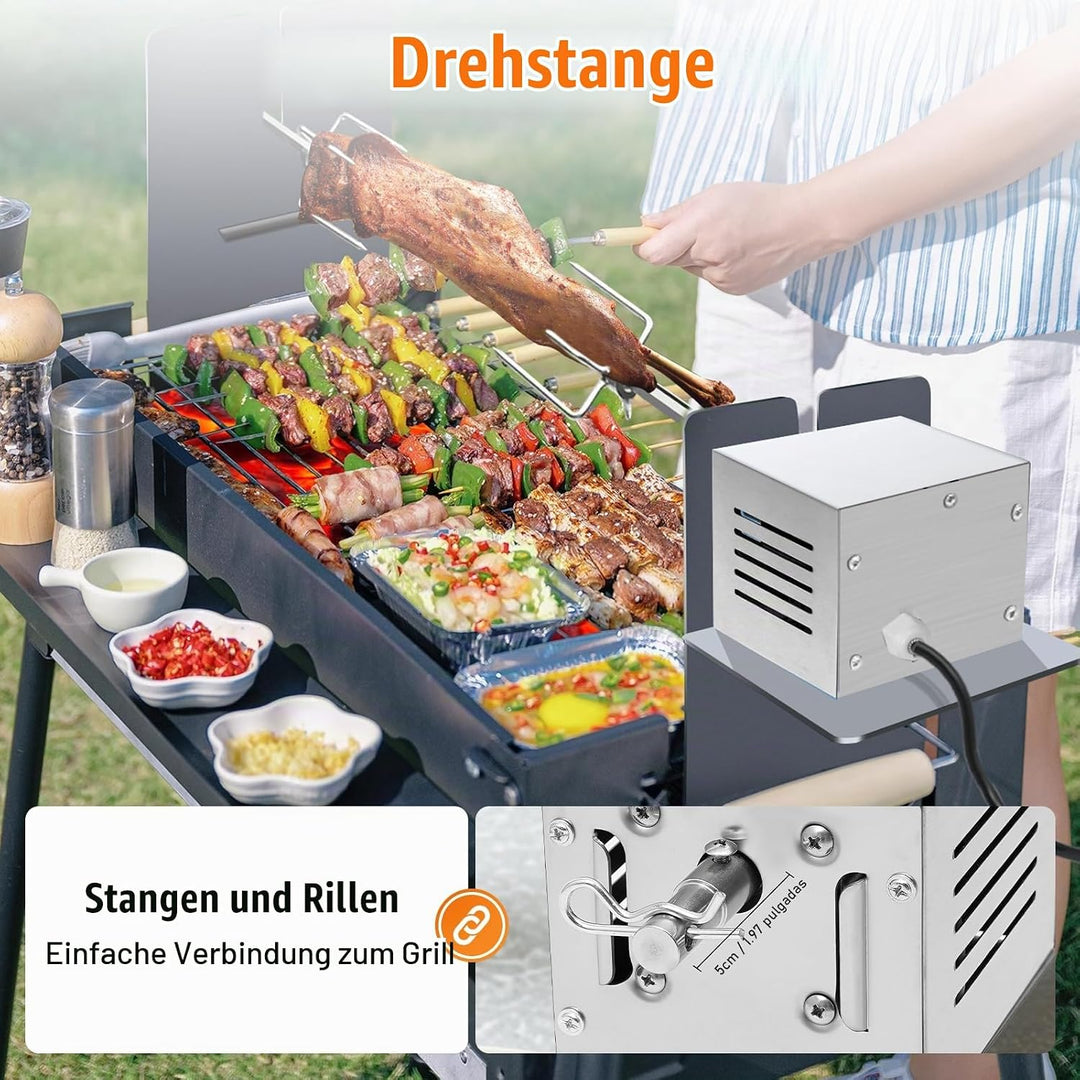 Schwerlast-Edelstahl Grillmotor mit 25W Leistung für Spanferkelgrill, BBQ-Röster und Grillspiess, Ho