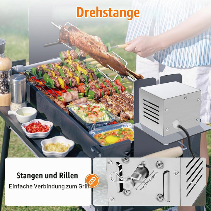 Schwerlast-Edelstahl Grillmotor mit 25W Leistung für Spanferkelgrill, BBQ-Röster und Grillspiess, Ho