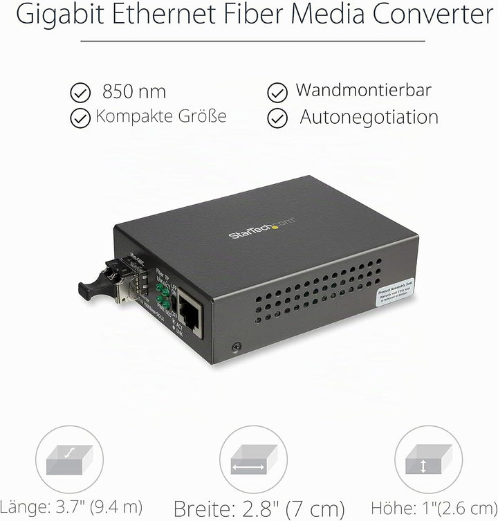 StarTech.com Multimode (MM) LC Glasfaser Medienkonverter für 10/100/1000 Netzwerk - 550m - Gigabit E