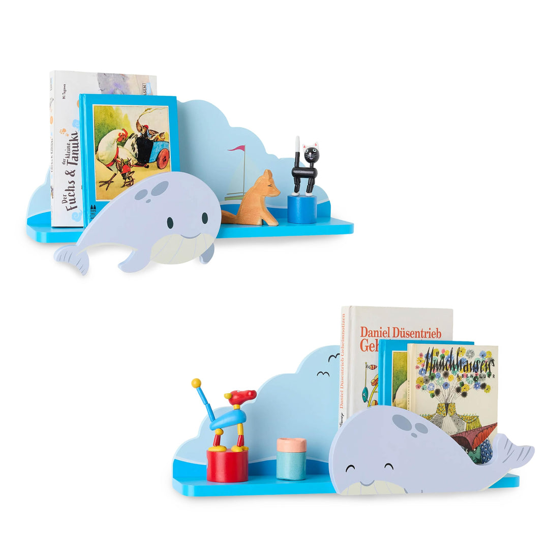 Twig &amp; Leaf Wandregal Kinderzimmer 2er Set aus Massivholz, Schweberegal Holz für Bücher &amp; Spielzeug,