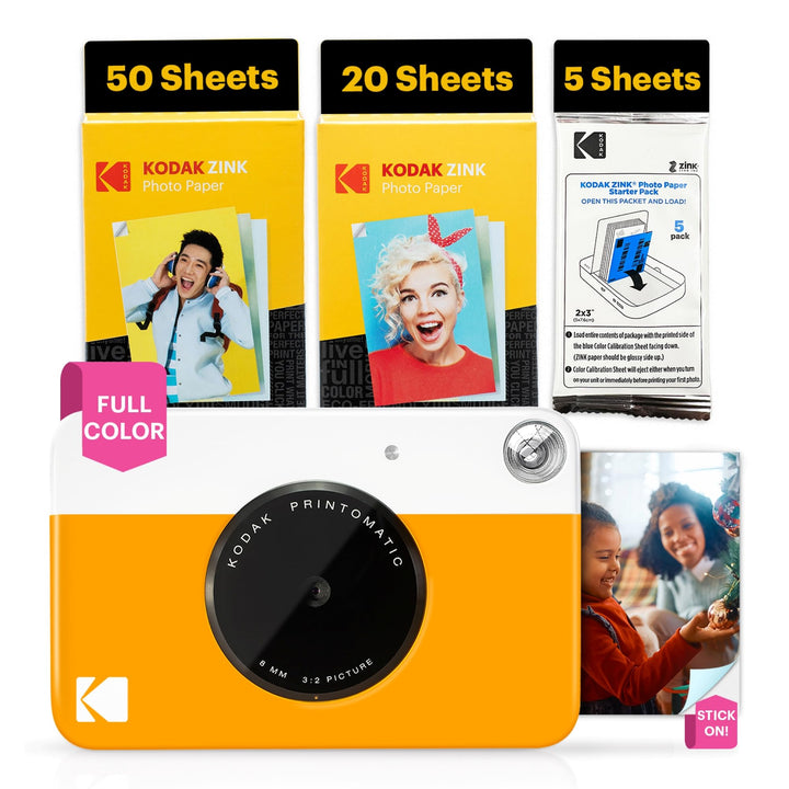 Kodak Printomatic Sofortbildkamera – 75 Blatt Paket – 5MP – Zink 2x3 Fotos – Tragbar – Gelb Kamera +