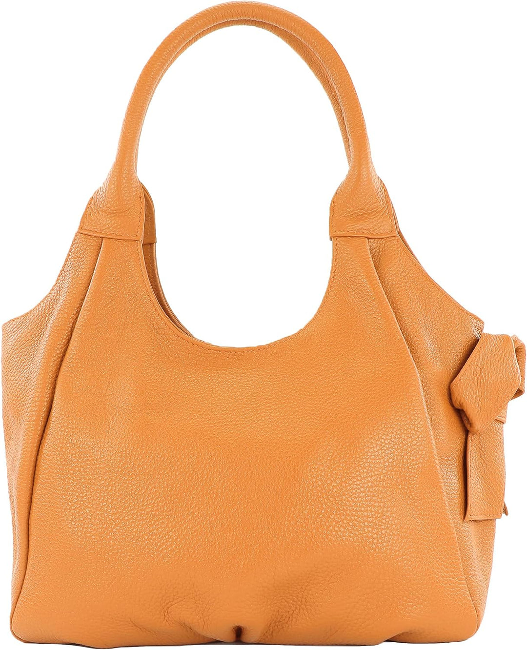 modamoda de - IT28 - ital Damen Schultertasche aus Leder Cognac/Leder, Cognac/Leder