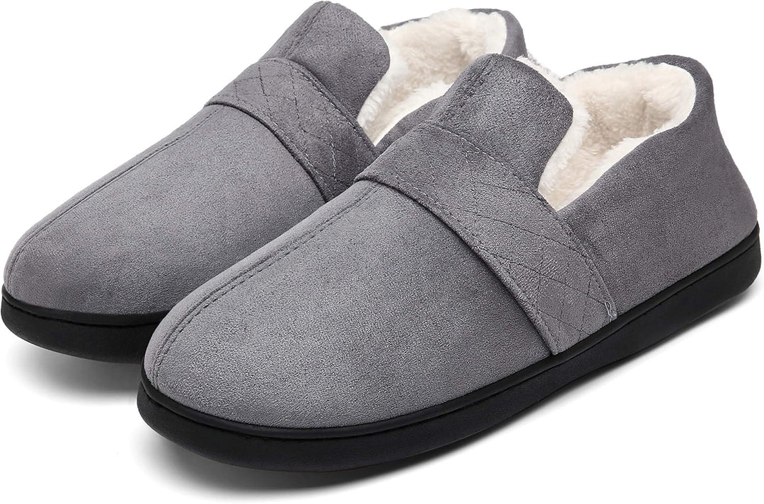 Mishansha Herren Winter Warme Hausschuhe Memory Foam Plüsch Pantoffeln,Gr.39-48 Kadettengrau 39 EU,