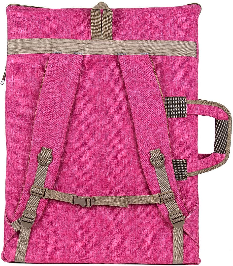 Transon Art Portfolio Case Artist Rucksack Canvas Bag Magenta, Magenta