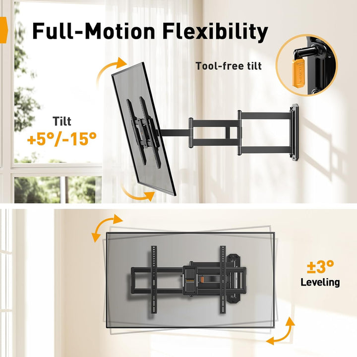 Perlegear TV Wandhalterung mit 943mm Langarm für 42–84 Zoll bis zu 68kg, Extra Langer Reach Fernsehe