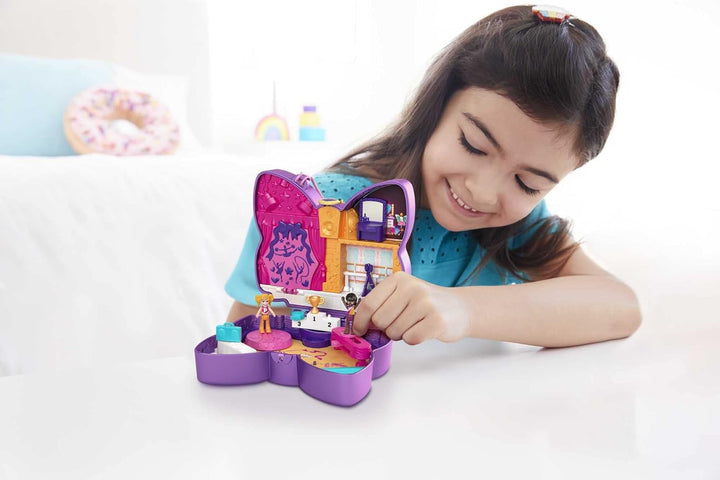 Polly Pocket HCG17 - Glitzerbühne, Tanzthema mit Micro Polly & Freundespuppen, 5 Überraschungen & 12