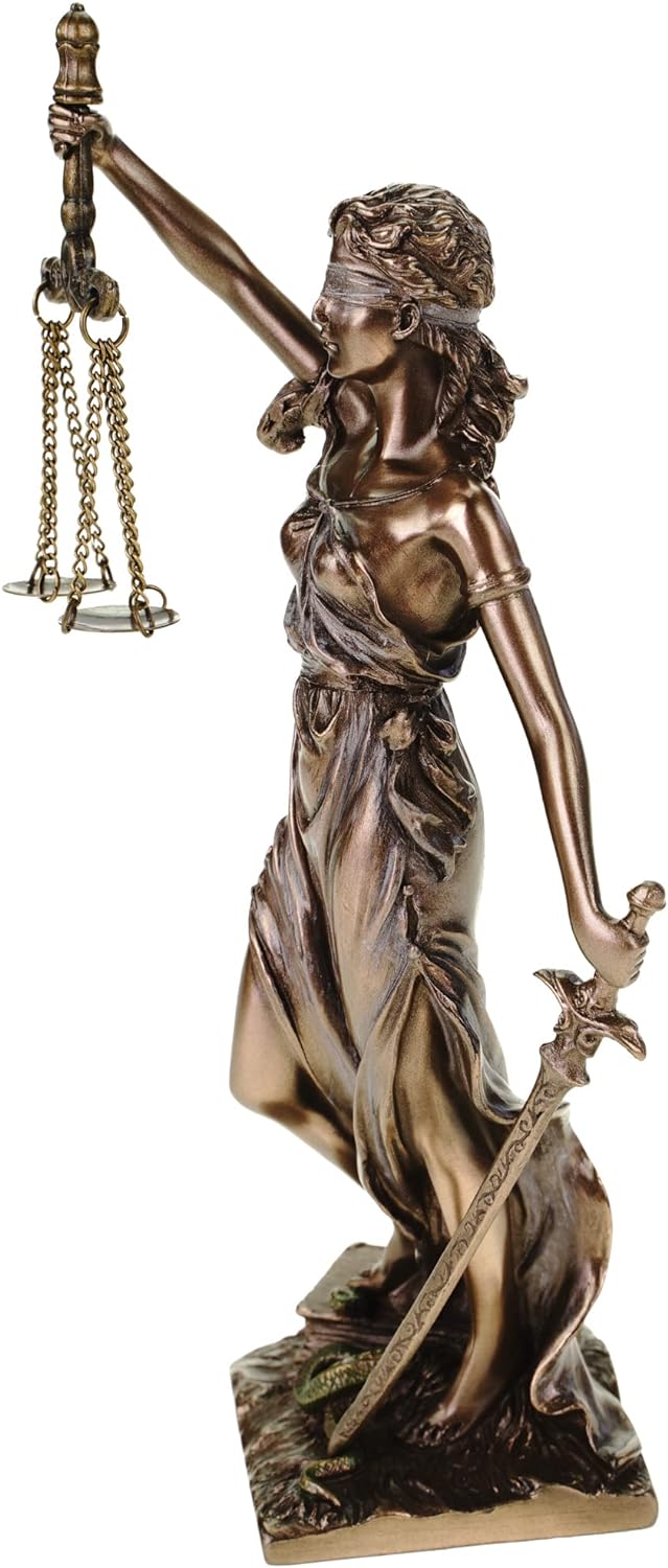 Veronese Justitia Göttin der Gerechtigkeit Bronziert Figur 21cm Poly