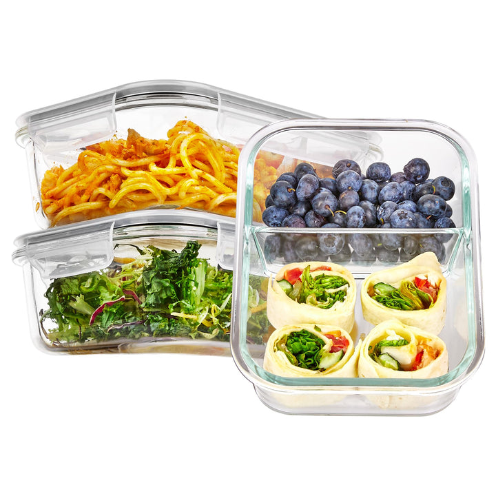 Vtopmart 3Pack 975ml Meal Prep Boxen, Glasbehälter mit Deckel, Frischhaltedosen Glas mit Deckel für