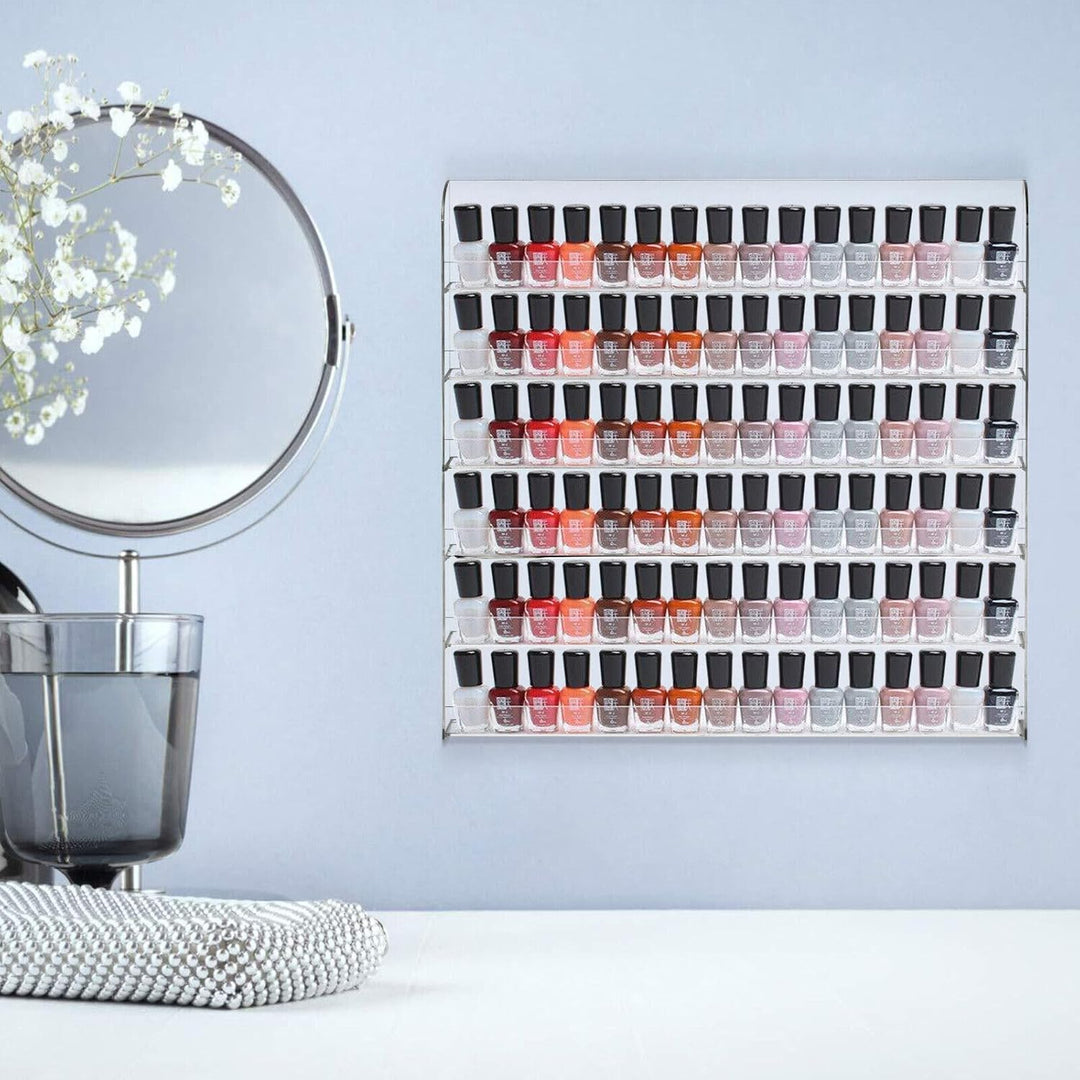Nagellack Regal 6 Ablagen 96 Flasche Nagellack Organizer Wand für Nagellack Parfüm Lipstick Ätherisc