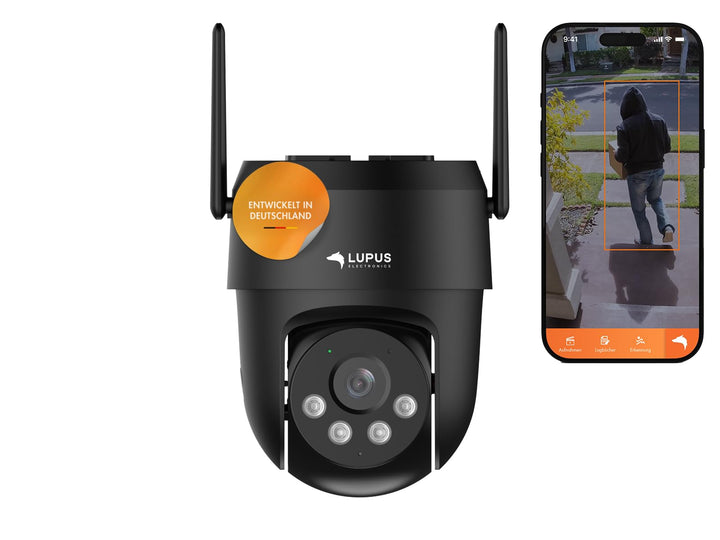 Lupus Electronics LE213 Alarmkamera mit KI-Objektverfolgung, WiFi 6, Täteransprache, Flutlicht, Sire