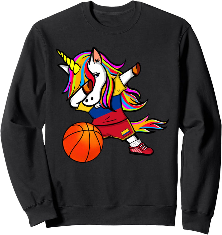 Dabbing Unicorn Kolumbien Basketball - kolumbianische Flagge Sweatshirt