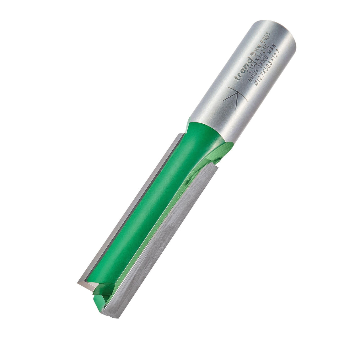 Trend CraftPro Zweischneidiger Spiralnutfräser, 1/2 Zoll Schaft, 12,7 mm Schnittdurchmesser, 50 mm S