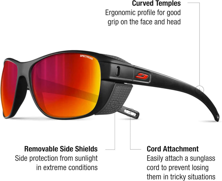 Julbo Unisex Camino Sonnenbrille, Einheitsgröße Schwarz / Rot