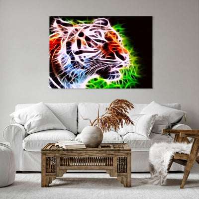 Bilder auf Leinwand 100x70cm Leinwandbild Afrika aggression tiere tiger Gross Wanddeko Bild Schlafzi