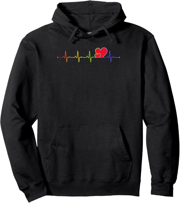 Heartbeat LGBT Pride Regenbogenflagge Pullover Hoodie
