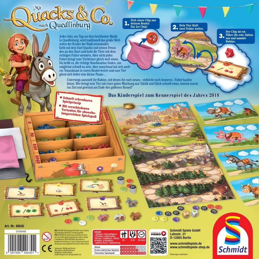 Schmidt Spiele 40630 Mit Quacks &amp; Co. nach Quedlinburg, Kinderspiel zum Kennerspiel des Jahre 2018,