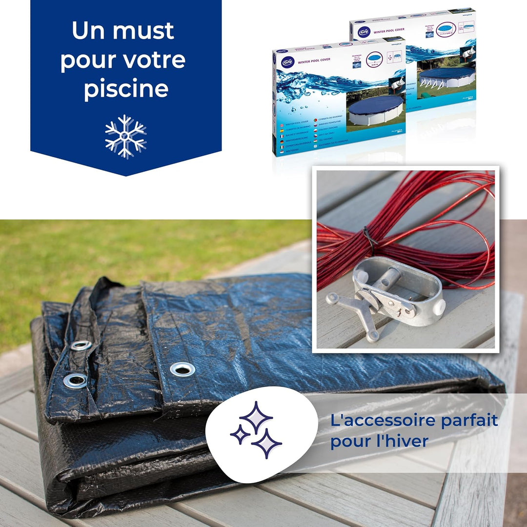 Gre CIPR351P – Extra Abdeckung für runde Pools, Durchmesser 350 cm, 180 g/m², Schwarz, 350 cm