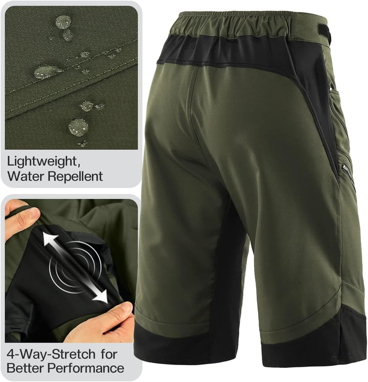 ARSUXEO Radhose Herren MTB Shorts Gepolstert Getrennte Unterhose Lose Fit Fahrradhose Wasserabweisen