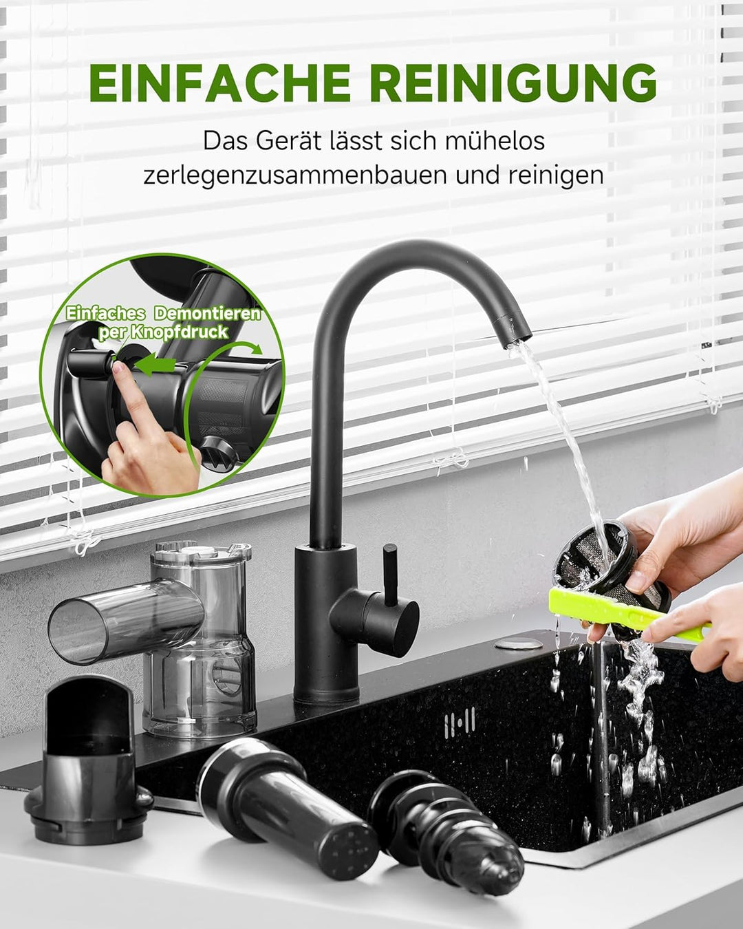 AMZCHEF Entsafter Slow Juicer Gemüse und Obst – Testsieger Saftpresse Elektrisch mit Rückwärts-Kau-F