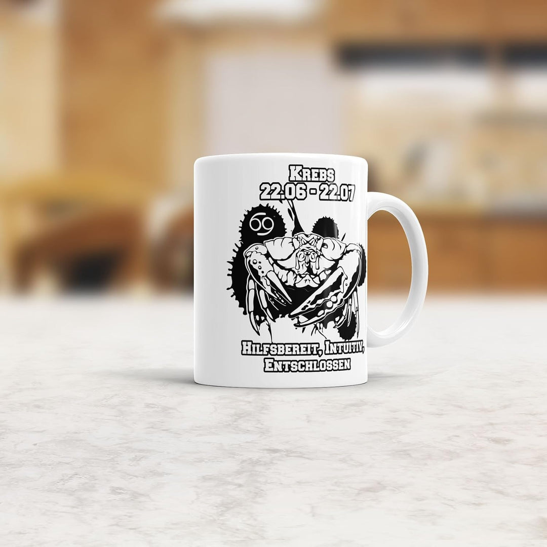 Sternzeichen-Tasse Krebs - Weiss - Geburtstag/Astronomie/Sternen-bilder/mit Spruch/Witzig/Kaffeetass