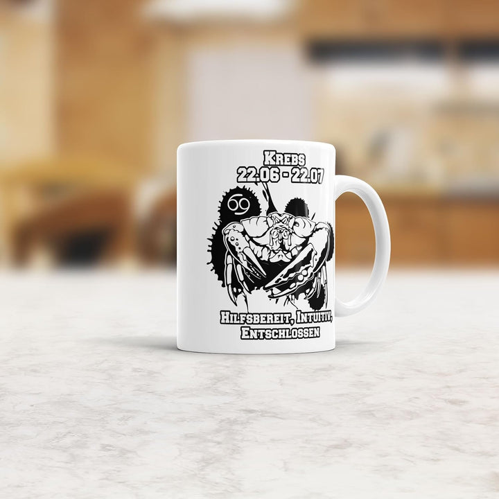 Sternzeichen-Tasse Krebs - Weiss - Geburtstag/Astronomie/Sternen-bilder/mit Spruch/Witzig/Kaffeetass