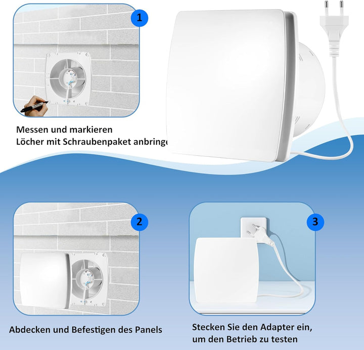 Moonjor 150mm Abluftventilator Küche, 240m³/h IPX2 Leiser Badlüfter Fensterlüfter mit Scheckventil 1