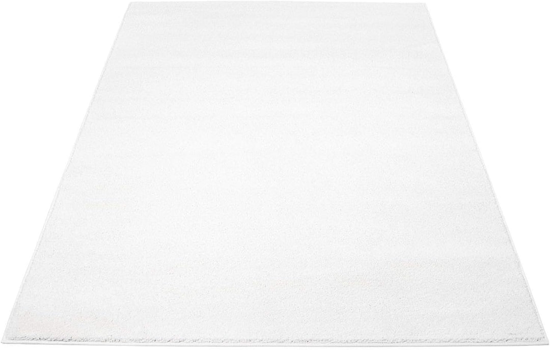 carpet city Teppich-Läufer Einfarbig Uni Flachfor Soft & Shiny in Weiss für Wohnzimmer; Grösse: 80x1
